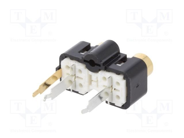 2RCA ligzda uz šasijai, viena rinda, taisnais