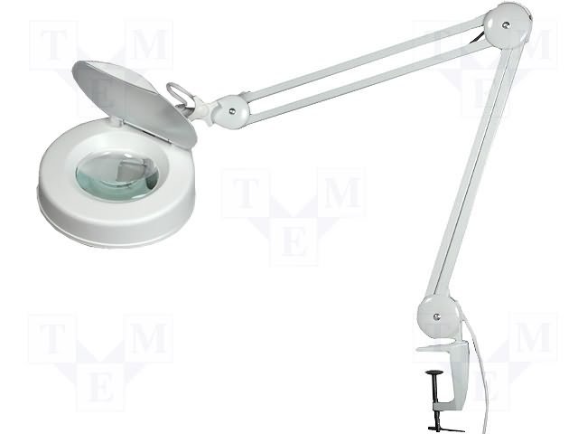 Lampa ar apgaismošanu ar lupu, 5 dpt (x2.25), Ø120mm, 8W, 230VAC, 50/60Hz, LED, baltā