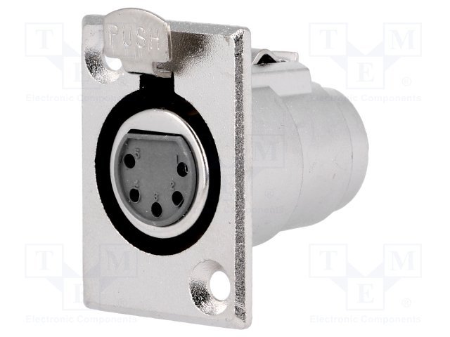 XLR 5PIN, ligzda, šasijai ar flanciem (2 skrūves)