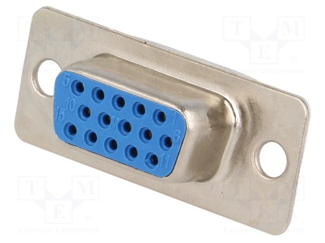 15pin (VGA), D-Sub HD, ligzda, taisns, solder type