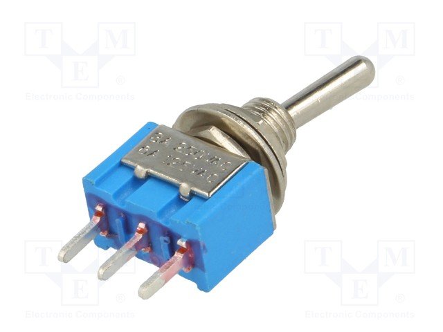 Tumblers, SPDT, ON-ON, 3A/250VAC, lodēšanai, PSB, M6, 13.2x7.9x9.5mm, viens kontakts uz divam stavoklim, ar fiksaciju, metriska vītne