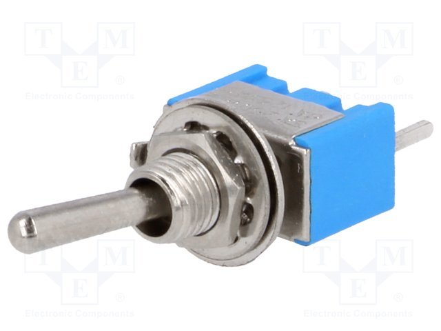Tumblers, SPDT, ON-ON, 3A/250VAC, lodēšanai, PSB, M6, 13.2x7.9x9.5mm, viens kontakts uz divam stavoklim, ar fiksaciju, metriska vītne