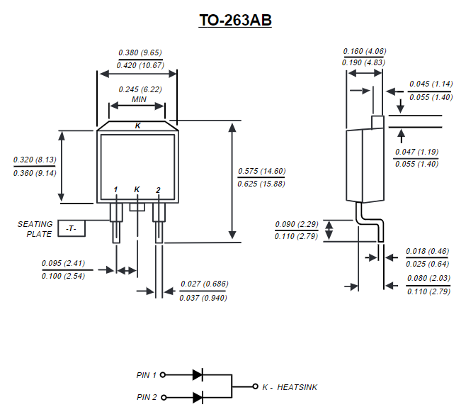 MBRB2045CT, SMD, 2xDiodes Schottky, 45V, 2x10A, (Anod-Katod-Anod) (---|>|---/---|<|---), TO-263