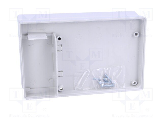 Plastmasas korpuss, 73x118x28mm, ABS, peleka krasa, ar logu, ar vāku baterija