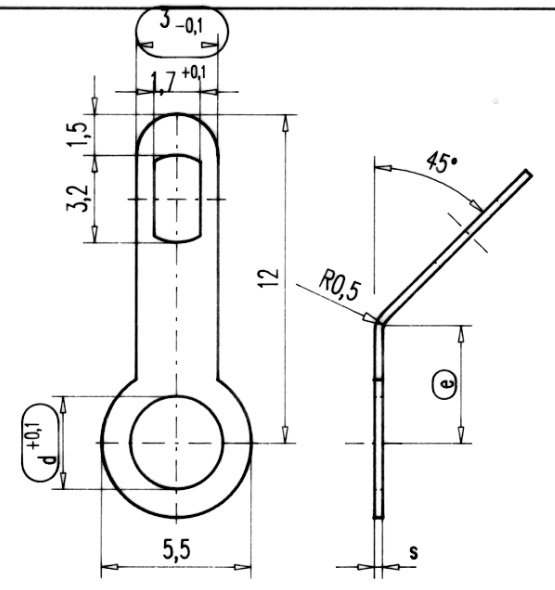 Gredzenveida lodēšanai, M4, 45°, vadam, misiņš