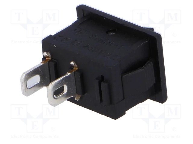 Taustiņslēdzis SPST, ON-OFF, 1A/250VAC, 13.2x8.8x8.1mm, (--O), melnā krasa, ar fiksāciju