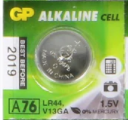 AG13, V357, LR44, 280-8, 675SB-B9, 280-62, 228, 303, L1154, A76, alkaline baterija 5.40*11.60mm, GP, 145mAh, 1.55V, 2.6g