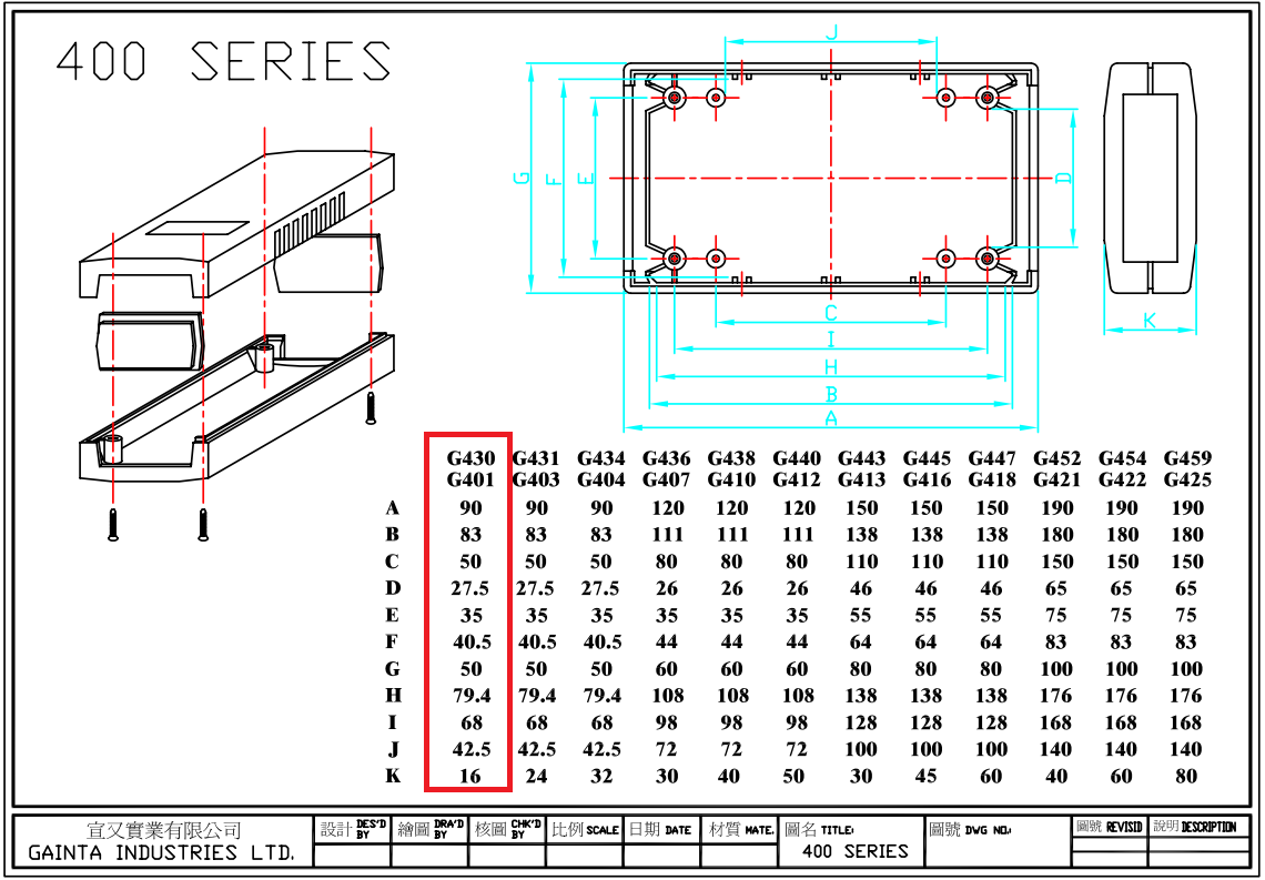 Plastmasas korpuss, 50x90x16mm, IP54, ABS, pelēkā krasa