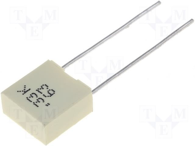 330nF/63VDC, 40VAC, ±10%, plēves, poliefirs kondensators, 5mm, 3.5x7.5x7.2mm, KEMET