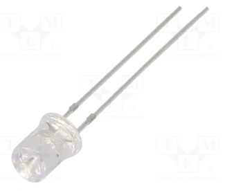 5mm, zila, 12V, 220...330mcd, 120°, 12V/10...15mA, 470...475nm, gaismas diode, plakana