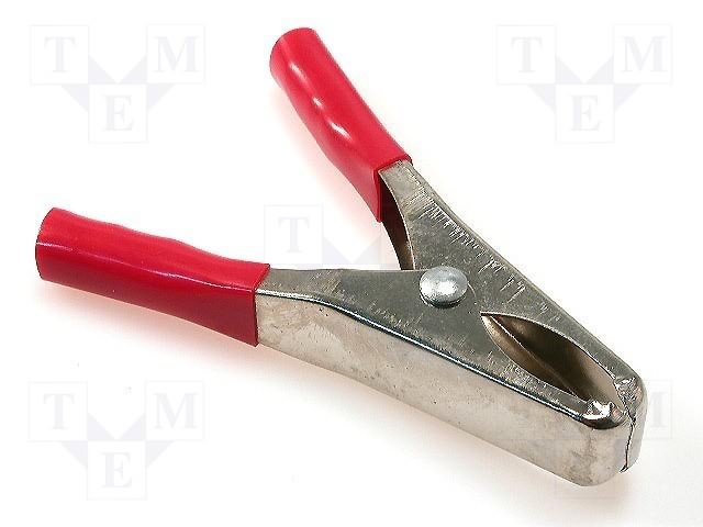 Krokodils liela izmēra 15A, 65mm, sarkana krasa