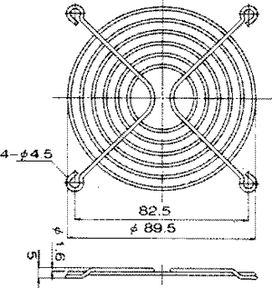 Aizsardzības režģis ventilatoram, 90x90mm, metāliska