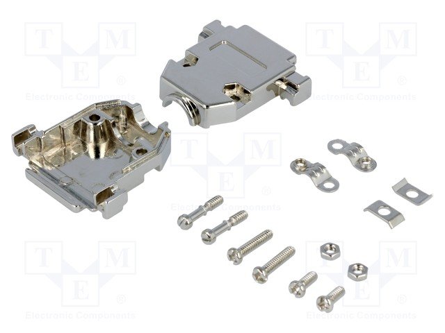 15PIN korpus metalā, D-SUB ar īsām skrūvēm