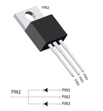 MBR10200CT, 2xDiodes Schottky, 200V, 2x5A, (Anod-Katod-Anod) (---|>|---/---|<|---), TO-220