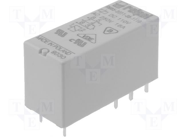 Relejs 110VDC, SPDT, 16A/250VAC, 16A/24VDC, 25200Ω(4.3mA), IP67, viens kontakts, 29.0x12.7x15.7mm, RELPOL
