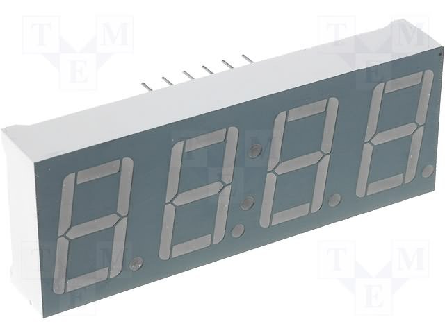 7LED indikators, ceturtkāršs, 14.2mm, 5.2mcd, 19x50mm, kopējs anods, zaļa krasa