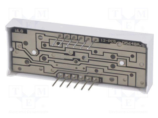 7LED indikators, ceturtkāršs, 14.2mm, 5.2mcd, 19x50mm, kopējs anods, zaļa krasa