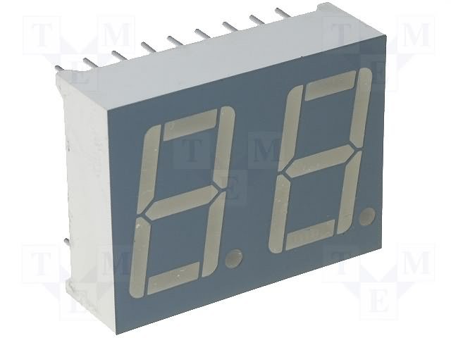 7LED indikators, divkāršs, 14.2mm, 19x25mm, kopējs katods, sarkans(240mCd)