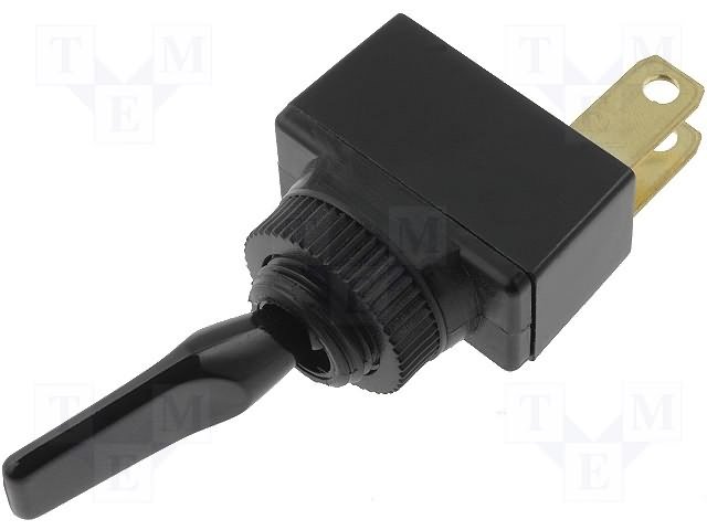 Tumblers, SPST-NO, OFF-ON, 10A/12VDC, 6.3x0.8mm, M12, 13.7x25.5x12.2mm, poliamids, CSI, ar fiksaciju