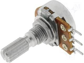 2K2 mono, Ø17x9.5mm, 125mW, 6mm, L=9mm, potenciometrs ar lineare atkarību