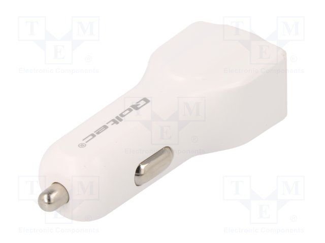 auto štekers piepīpētājam (12...24V DC) uz USB ligzda, 5V, 2.4A, baltā krasa