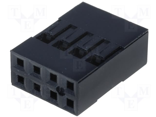 8(2x4)pin, 2.54mm, divas rindas, korpuss uz vadu, plastmasa