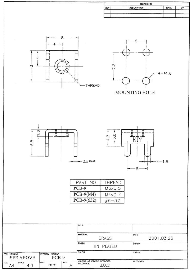 Skrūvju aizspiednis, M3, bez skrūves, THT, aizspiednis zem skrūves