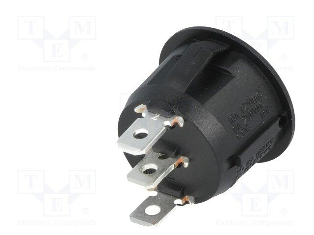 Taustiņslēdzis SP3T, (ON)-OFF-(ON), 6A/250VAC, 20A/12VDC, Ø20.2mm, mēlns, bez fiksācijas