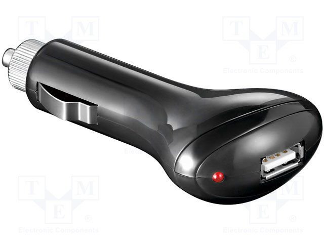 auto štekers piepīpētājam (12...24V DC) uz USB ligzda, 5V, 2.1A, melnā krasa