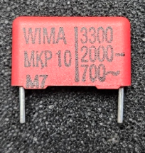 3.3nF/2000VDC, 700VAC, ±20%, polipropilēns kondensātors 15mm, 5x11x18mm, WIMA