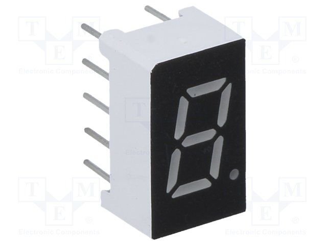 7LED indikators, vienkartējs, 7.62mm, 12.7x7.6x6.1mm, kopējs anods, sarkans