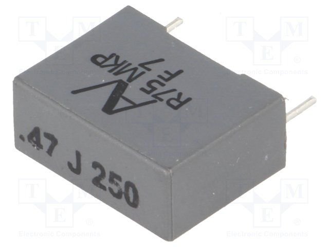 470nF/250VDC, 160VAC, ±5%, polipropilēns kondensātors 15mm, 18x7.5x13.5mm, KEMET