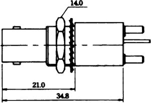 BNC ligzda, šasijai, izolēts, taisns, 50Ω, THT