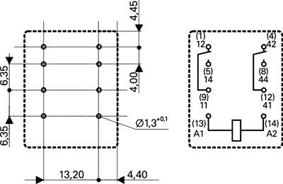 Relejs 230V/AC, DPDT, 2x12A/250VAC, 12A/30VDC, 19.465kΩ(12mA), divi kontakti uz pārslēgšanu, 2,8x0,5mm konektors, 28x22.5x30mm, TE Connectivity