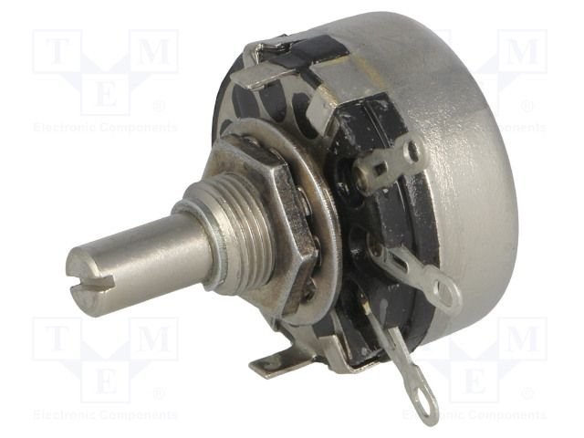 100K, 2W, ±20%, karbona potenciometrs, Dass 6.0mm, Lass=11mm, Ø29x16mm, 255°, TELPOD