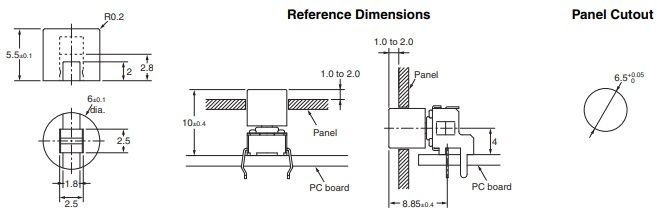 Cepurīte mikrosledzejam B3F-4, B3F-5, B3W, Ø9.5x7mm, melna