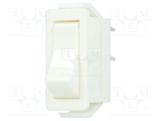 Taustiņslēdzis SPST, ON-OFF, 16A/250VAC, 14x32mm, bēz apgaismošanai, balts korpus, ar fiksāciju, BULGIN