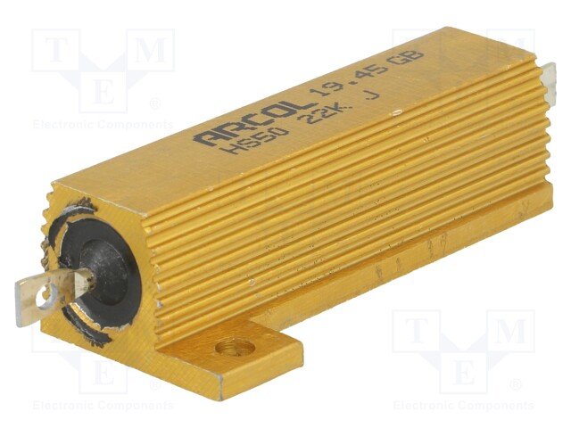 22K 50W, ±5%, Rezistors ar radiatoru, 49.1x29.7x14.8mm