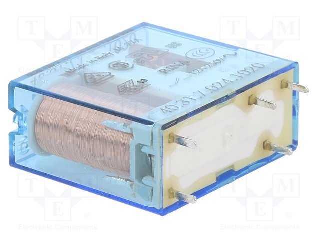 Relejs DC24V, SPDT, 10A/250VAC, 10A/30VDC, 900Ω(27mA), viens kontakts uz pārslēgšanu, 29x12.4x25mm, FINDER