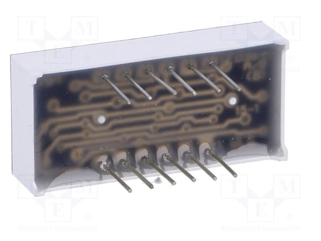 7LED indikators, ceturtkāršs, 9.2mm, 30x14x7.2mm, 2...4mcd, kopējs anods, sarkana krasa