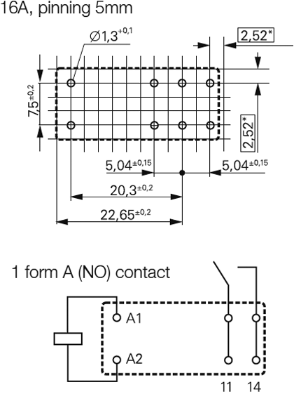 Relejs DC48V, SPST-NO, 16A/250VAC, 16A/24VDC, 5.73kΩ(8.3mA), viens kontakts uz saslēgšanu, 29x12.7x15.7mm, TE Connectivity