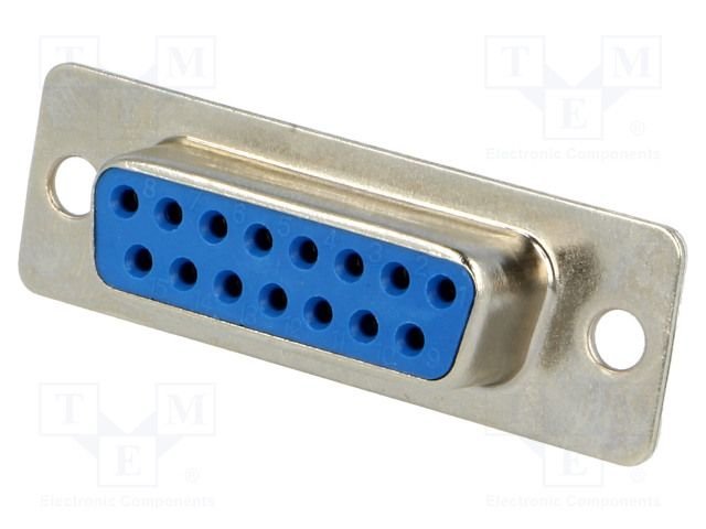 15PIN D-SUB, ligzda, gold, solder type