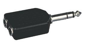 6.35mm štekers stereo uz 2x6.35mm ligzda, stereo