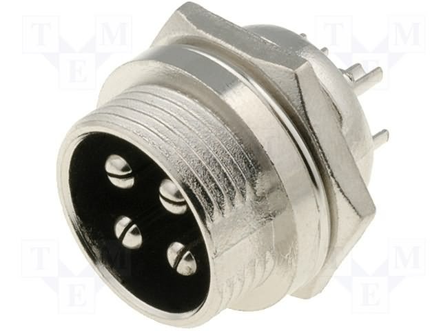 4PIN mikrofona štekeris šasijaii, M16, Ø12.5mm