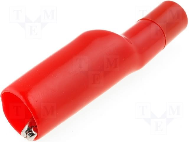 Krokodils izolets, sarkana krasa, 10A, 60V, L=60.7mm, uz 2mm zondu