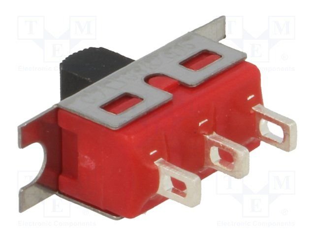 Pārslēdzējs slīdbīdņu SPDT, 5A/120VAC; 5A/28VDC; ON-(ON), 19.56x6.1x6.35mm, L=5.08mm, taisns, viens kontakts uz divam stāvoklim bēz fiksacījas