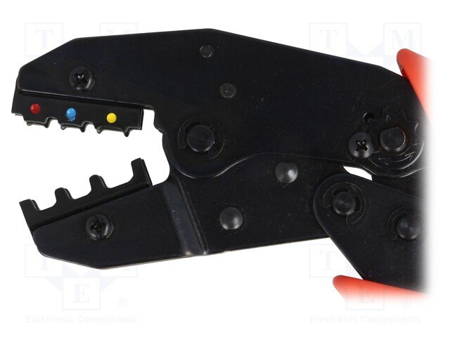 Crimp stanga izolētiem uzgaļiem (sarkana, zila, dzeltena)