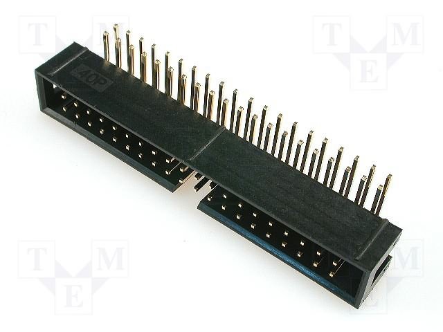 40pin(2x20), IDC, "papa/THT", solis=2.54x2.54mm, ļeņķisks