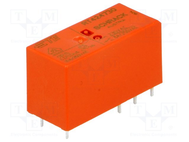 Relejs 230V/AC, DPDT, 2x8A/250VAC, 2x8A/30VDC, 32.5kΩ(6.7mA), IP40, divi kontakti uz pārslēgšanu, AgNi90/10, 29x12,7x15.7mm, TE Connectivity