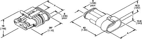 AMP serija Superseal 1.5 "papa" 1PIN, IP67, 14A/24VDC
